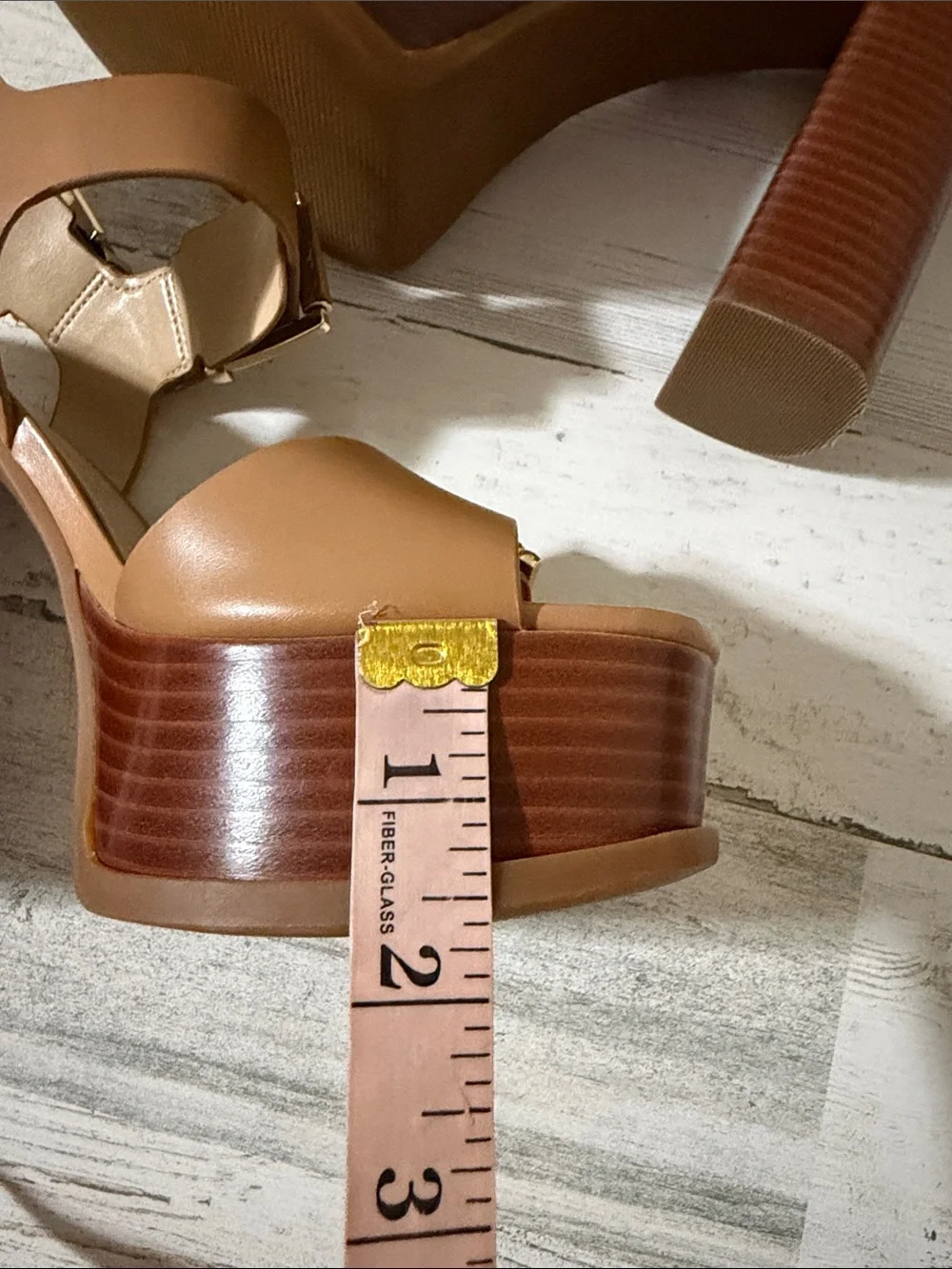 MICHAEL Michael Kors Tan Colby  Platform Block Heel Sandals with Gold Buckles